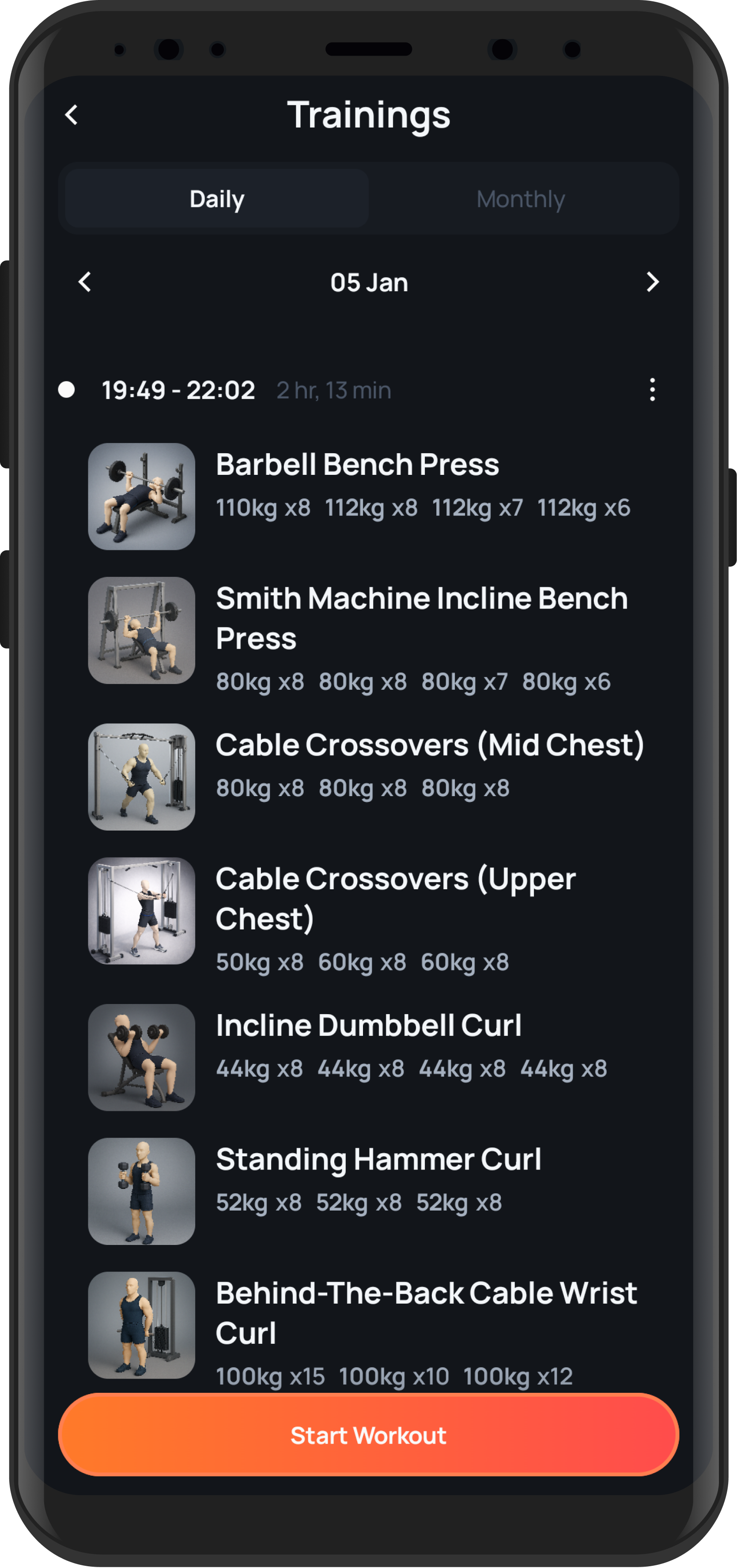 Grippo app workout screenshot