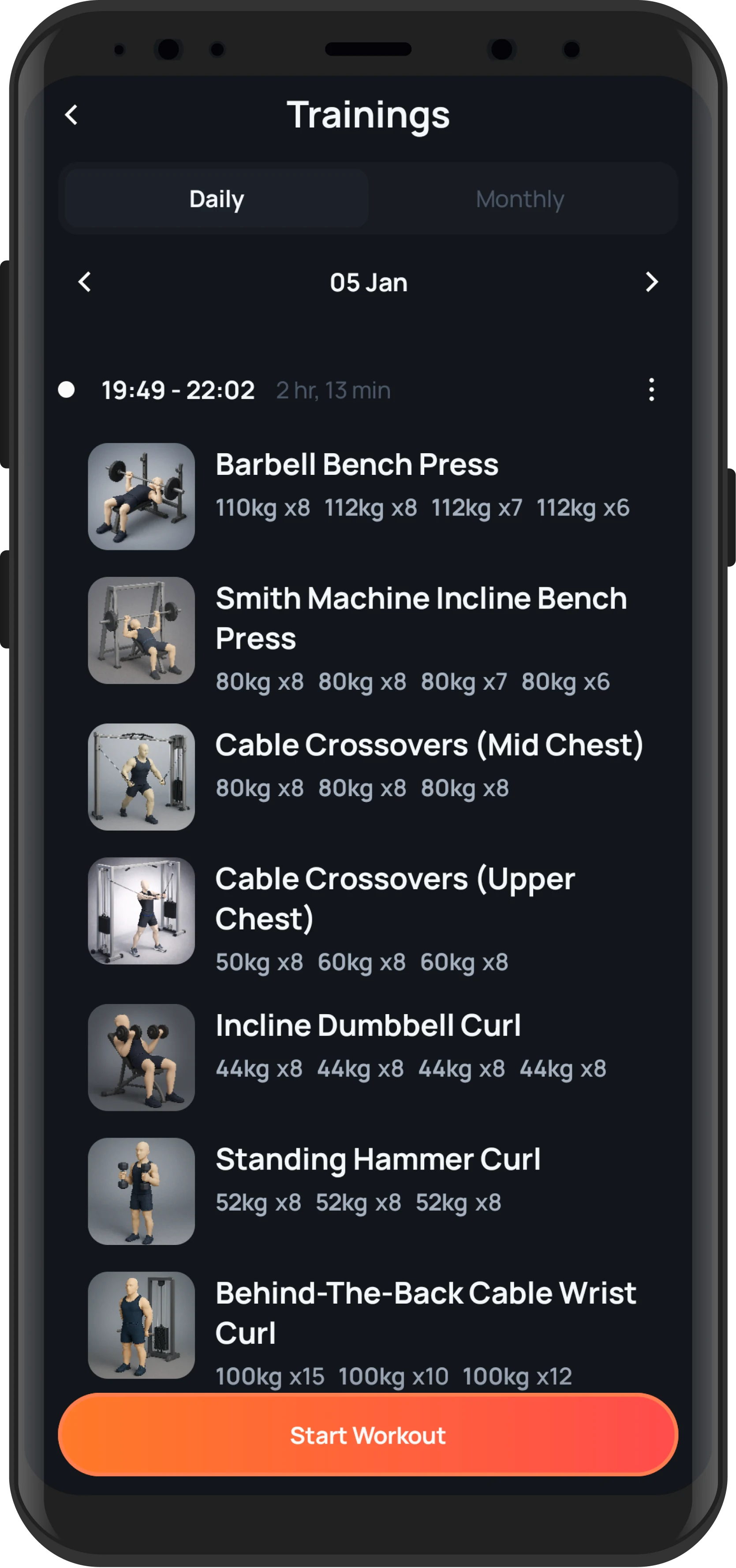 Grippo app workout screenshot